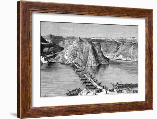Bridge of Boats over the Indus at Khushalgarh, Pakistan, 1895-null-Framed Giclee Print