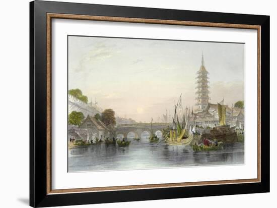 Bridge of Nanking-Thomas Allom-Framed Art Print