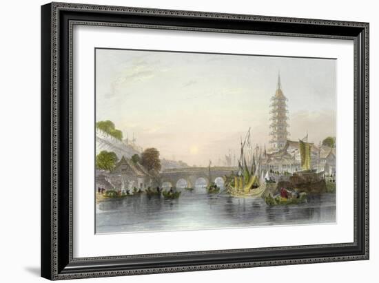 Bridge of Nanking-Thomas Allom-Framed Art Print