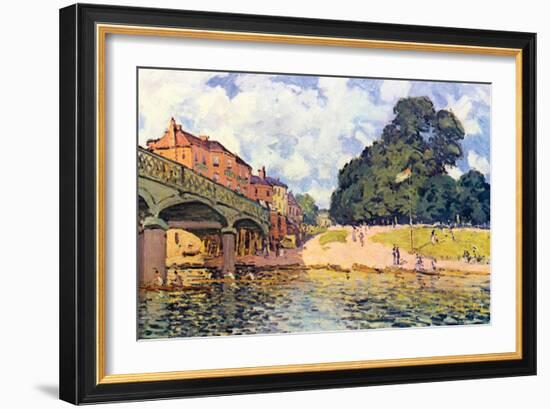 Bridge on Hampton Court-Alfred Sisley-Framed Art Print