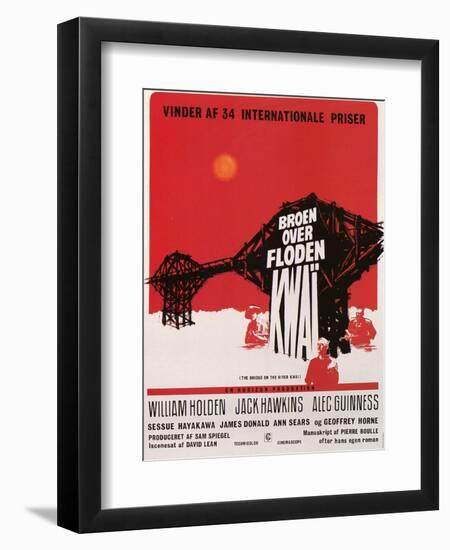 Bridge on the River Kwai, Danish Movie Poster, 1958-null-Framed Premium Giclee Print