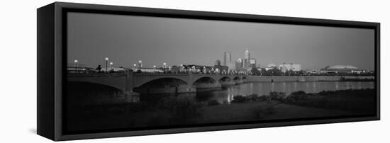 Bridge over a River with Skyscrapers in the Background, White River, Indianapolis, Indiana, USA-null-Framed Premier Image Canvas