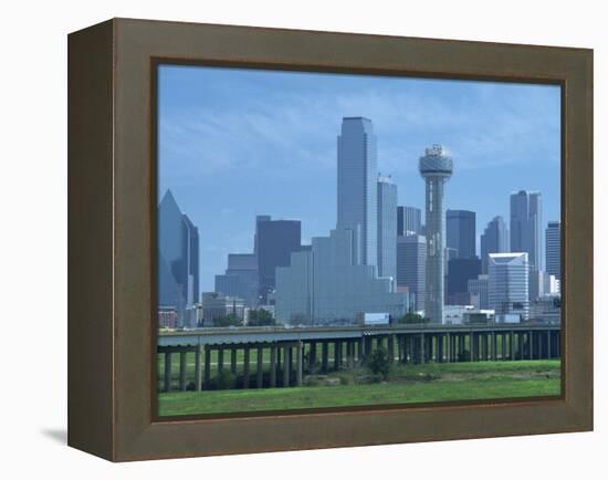 Bridge over the Dallas River Floodplain, and Skyline of the Downtown Area, Dallas, Texas, USA-Waltham Tony-Framed Premier Image Canvas