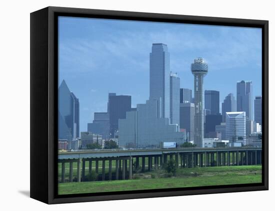 Bridge over the Dallas River Floodplain, and Skyline of the Downtown Area, Dallas, Texas, USA-Waltham Tony-Framed Premier Image Canvas