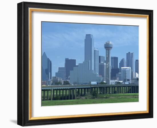 Bridge over the Dallas River Floodplain, and Skyline of the Downtown Area, Dallas, Texas, USA-Waltham Tony-Framed Photographic Print