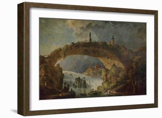 Bridge over the Falls-Hubert Robert-Framed Giclee Print