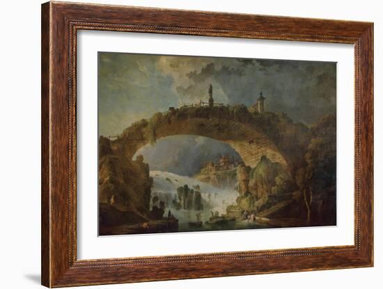 Bridge over the Falls-Hubert Robert-Framed Giclee Print