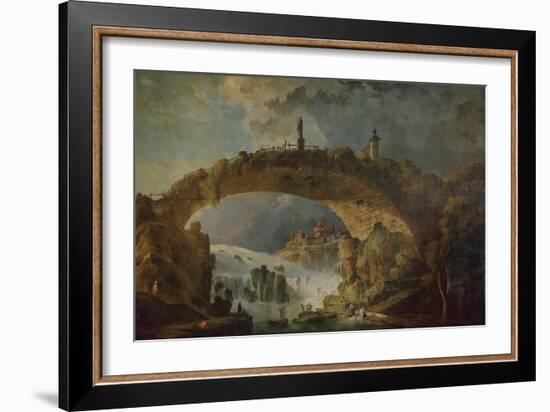 Bridge over the Falls-Hubert Robert-Framed Giclee Print