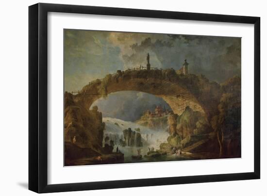 Bridge over the Falls-Hubert Robert-Framed Giclee Print