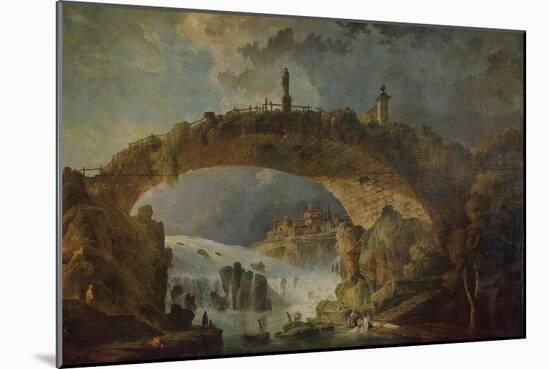 Bridge over the Falls-Hubert Robert-Mounted Giclee Print