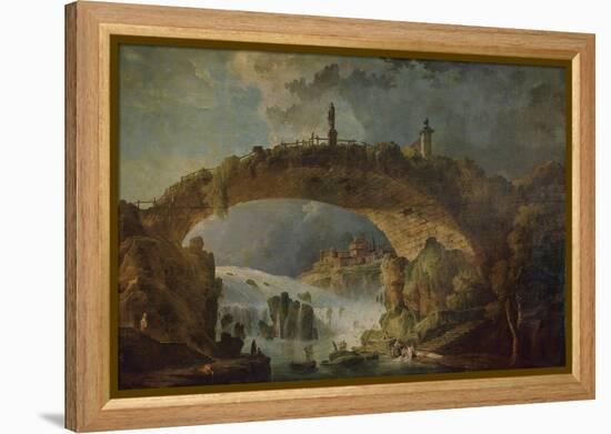 Bridge over the Falls-Hubert Robert-Framed Premier Image Canvas