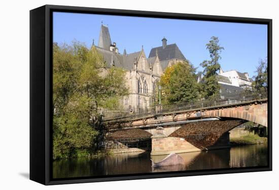 Bridge over the Lahn River and Medieval Old University Buildings, Marburg, Hesse, Germany, Europe-Nick Upton-Framed Premier Image Canvas