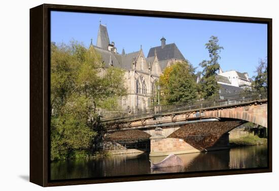 Bridge over the Lahn River and Medieval Old University Buildings, Marburg, Hesse, Germany, Europe-Nick Upton-Framed Premier Image Canvas