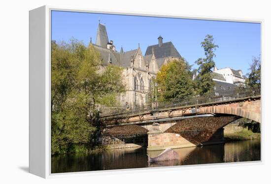 Bridge over the Lahn River and Medieval Old University Buildings, Marburg, Hesse, Germany, Europe-Nick Upton-Framed Premier Image Canvas