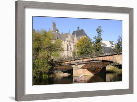 Bridge over the Lahn River and Medieval Old University Buildings, Marburg, Hesse, Germany, Europe-Nick Upton-Framed Photographic Print