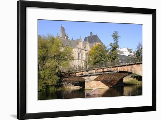 Bridge over the Lahn River and Medieval Old University Buildings, Marburg, Hesse, Germany, Europe-Nick Upton-Framed Photographic Print