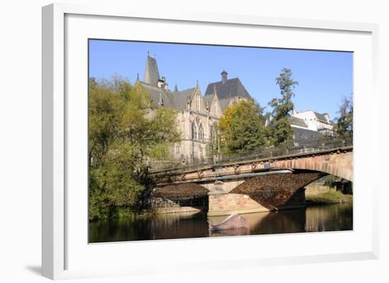 Bridge over the Lahn River and Medieval Old University Buildings, Marburg, Hesse, Germany, Europe-Nick Upton-Framed Photographic Print