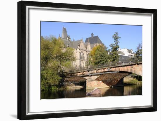 Bridge over the Lahn River and Medieval Old University Buildings, Marburg, Hesse, Germany, Europe-Nick Upton-Framed Photographic Print