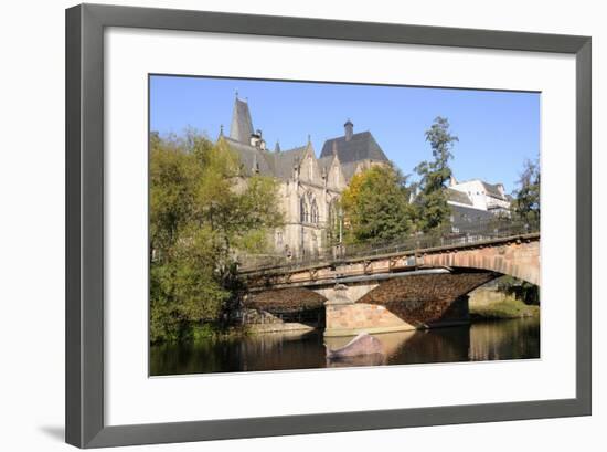 Bridge over the Lahn River and Medieval Old University Buildings, Marburg, Hesse, Germany, Europe-Nick Upton-Framed Photographic Print