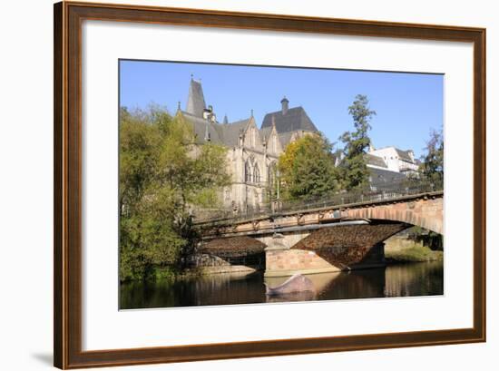 Bridge over the Lahn River and Medieval Old University Buildings, Marburg, Hesse, Germany, Europe-Nick Upton-Framed Photographic Print