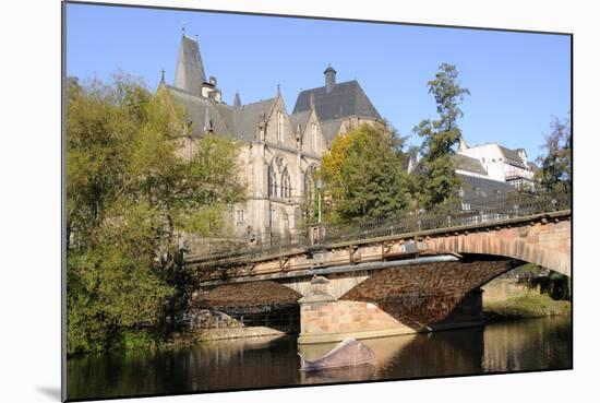 Bridge over the Lahn River and Medieval Old University Buildings, Marburg, Hesse, Germany, Europe-Nick Upton-Mounted Photographic Print