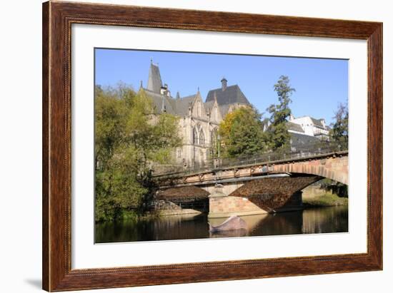 Bridge over the Lahn River and Medieval Old University Buildings, Marburg, Hesse, Germany, Europe-Nick Upton-Framed Photographic Print