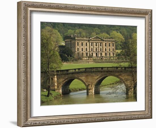 Bridge over the River and Chatsworth House, Derbyshire, England, United Kingdom, Europe-Christina Gascoigne-Framed Photographic Print