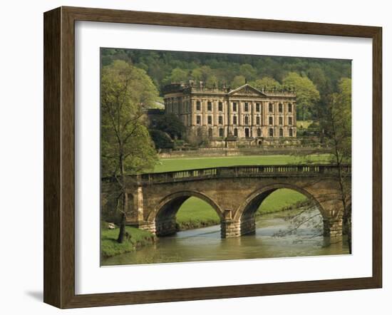 Bridge over the River and Chatsworth House, Derbyshire, England, United Kingdom, Europe-Christina Gascoigne-Framed Photographic Print