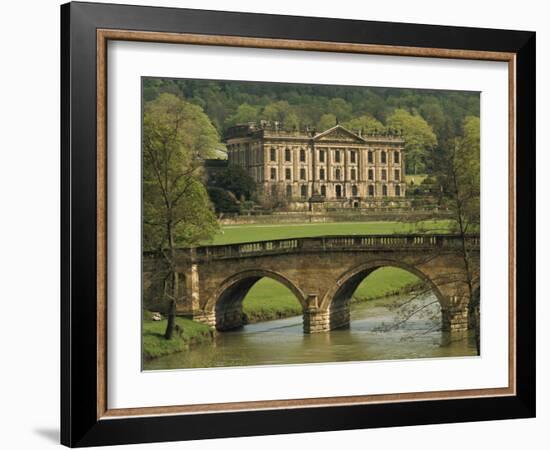 Bridge over the River and Chatsworth House, Derbyshire, England, United Kingdom, Europe-Christina Gascoigne-Framed Photographic Print