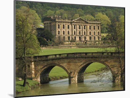 Bridge over the River and Chatsworth House, Derbyshire, England, United Kingdom, Europe-Christina Gascoigne-Mounted Photographic Print