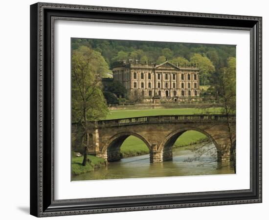 Bridge over the River and Chatsworth House, Derbyshire, England, United Kingdom, Europe-Christina Gascoigne-Framed Photographic Print