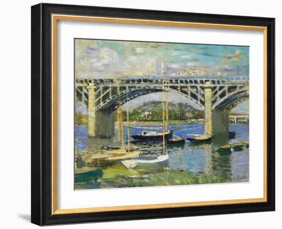 Bridge over the River at Argenteuil, 1874-Claude Monet-Framed Giclee Print