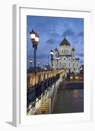 Bridge over the River Moscova and Cathedral of Christ the Redeemer at Night, Moscow, Russia, Europe-Martin Child-Framed Photographic Print