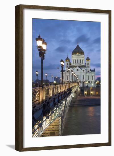 Bridge over the River Moscova and Cathedral of Christ the Redeemer at Night, Moscow, Russia, Europe-Martin Child-Framed Photographic Print