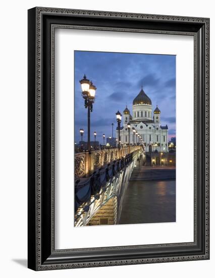 Bridge over the River Moscova and Cathedral of Christ the Redeemer at Night, Moscow, Russia, Europe-Martin Child-Framed Photographic Print