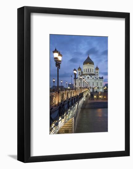 Bridge over the River Moscova and Cathedral of Christ the Redeemer at Night, Moscow, Russia, Europe-Martin Child-Framed Photographic Print