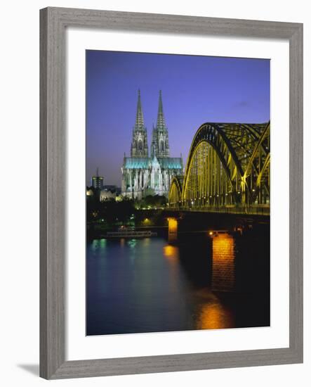 Bridge Over the River Rhine, and Cathedral (Dom), Cologne (Koln), North Rhine Westphalia, Germany-Gavin Hellier-Framed Photographic Print