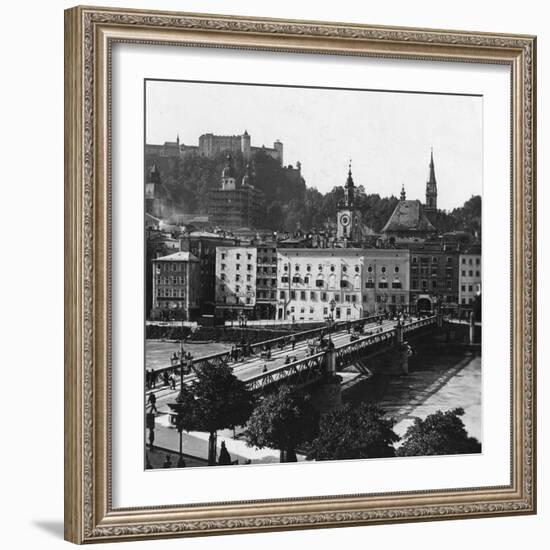 Bridge over the Salzach, Salzburg, Austria, C1900s-Wurthle & Sons-Framed Photographic Print