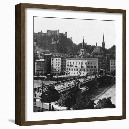 Bridge over the Salzach, Salzburg, Austria, C1900s-Wurthle & Sons-Framed Photographic Print