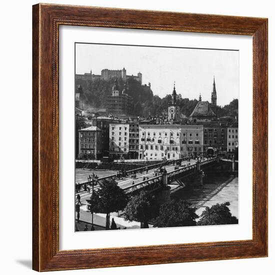 Bridge over the Salzach, Salzburg, Austria, C1900s-Wurthle & Sons-Framed Photographic Print