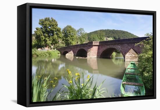 Bridge over the Tauber River, Gamburg, Taubertal Valley-Markus Lange-Framed Premier Image Canvas