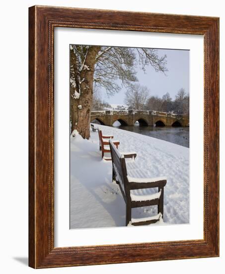 Bridge over the Wye River in Winter, Bakewell, Derbyshire, England, United Kingdom, Europe-Frank Fell-Framed Photographic Print