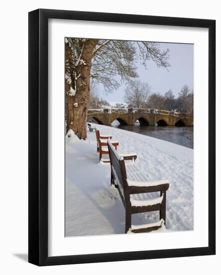 Bridge over the Wye River in Winter, Bakewell, Derbyshire, England, United Kingdom, Europe-Frank Fell-Framed Photographic Print