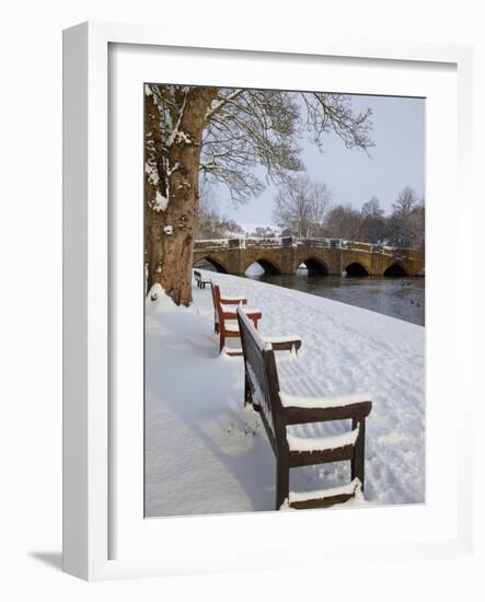 Bridge over the Wye River in Winter, Bakewell, Derbyshire, England, United Kingdom, Europe-Frank Fell-Framed Photographic Print