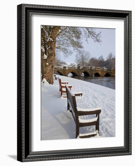 Bridge over the Wye River in Winter, Bakewell, Derbyshire, England, United Kingdom, Europe-Frank Fell-Framed Photographic Print