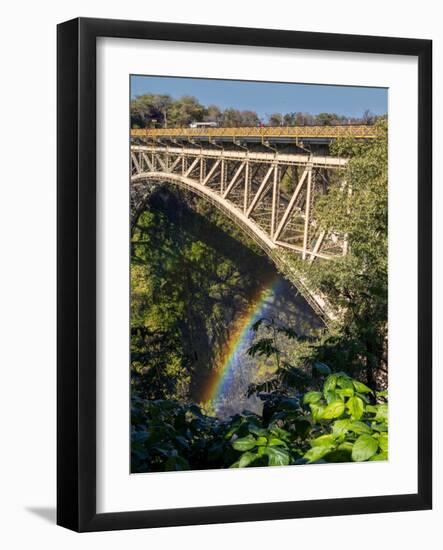 Bridge over the Zambesi River with rainbow. Zambezi National Park. Zimbabwe.-Tom Norring-Framed Photographic Print