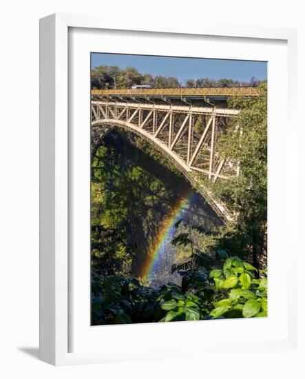 Bridge over the Zambesi River with rainbow. Zambezi National Park. Zimbabwe.-Tom Norring-Framed Photographic Print