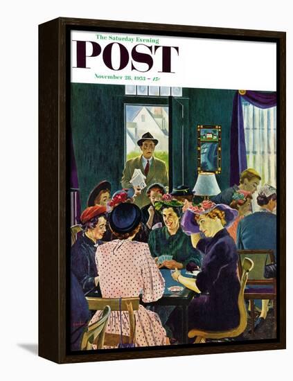 "Bridge Party" Saturday Evening Post Cover, November 28, 1953-George Hughes-Framed Premier Image Canvas