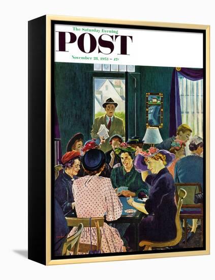 "Bridge Party" Saturday Evening Post Cover, November 28, 1953-George Hughes-Framed Premier Image Canvas