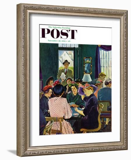 "Bridge Party" Saturday Evening Post Cover, November 28, 1953-George Hughes-Framed Giclee Print